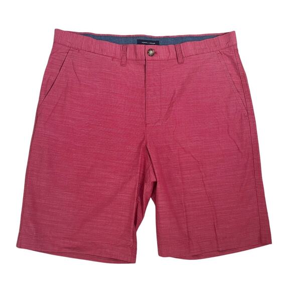 Tommy Hilfiger Men's Striped Red Chino Shorts with Pockets 100% Cotton Size 36 - Picture 1 of 8